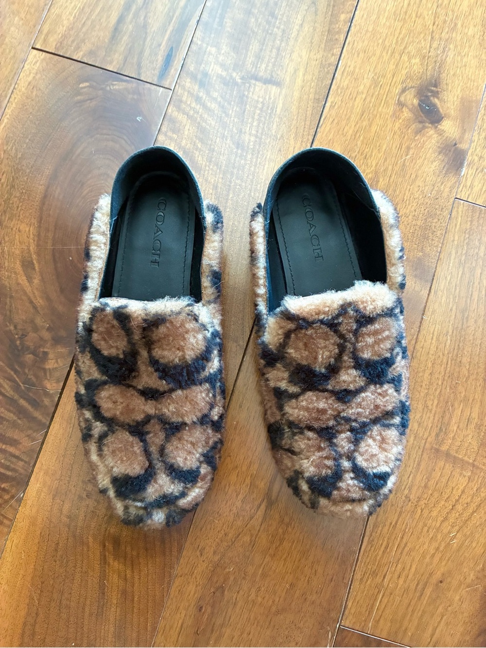 COACH Holly Shearling Monogram Slip-On Loafer Slipper - Picture 3 of 8
